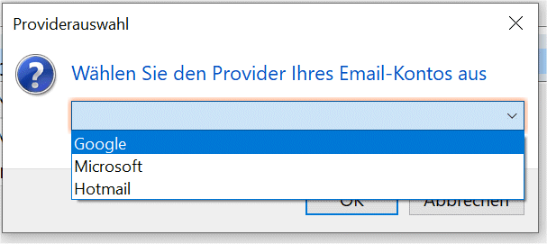 Google als Provider festlegen